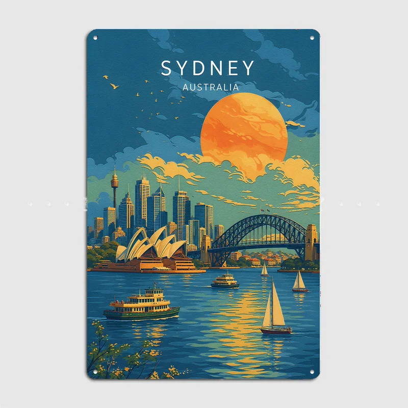 Sydney Australia Travel Metal Custom Sign Living Room Wall Indoor Decor Room Decoration Bedroom Posters Home Decor