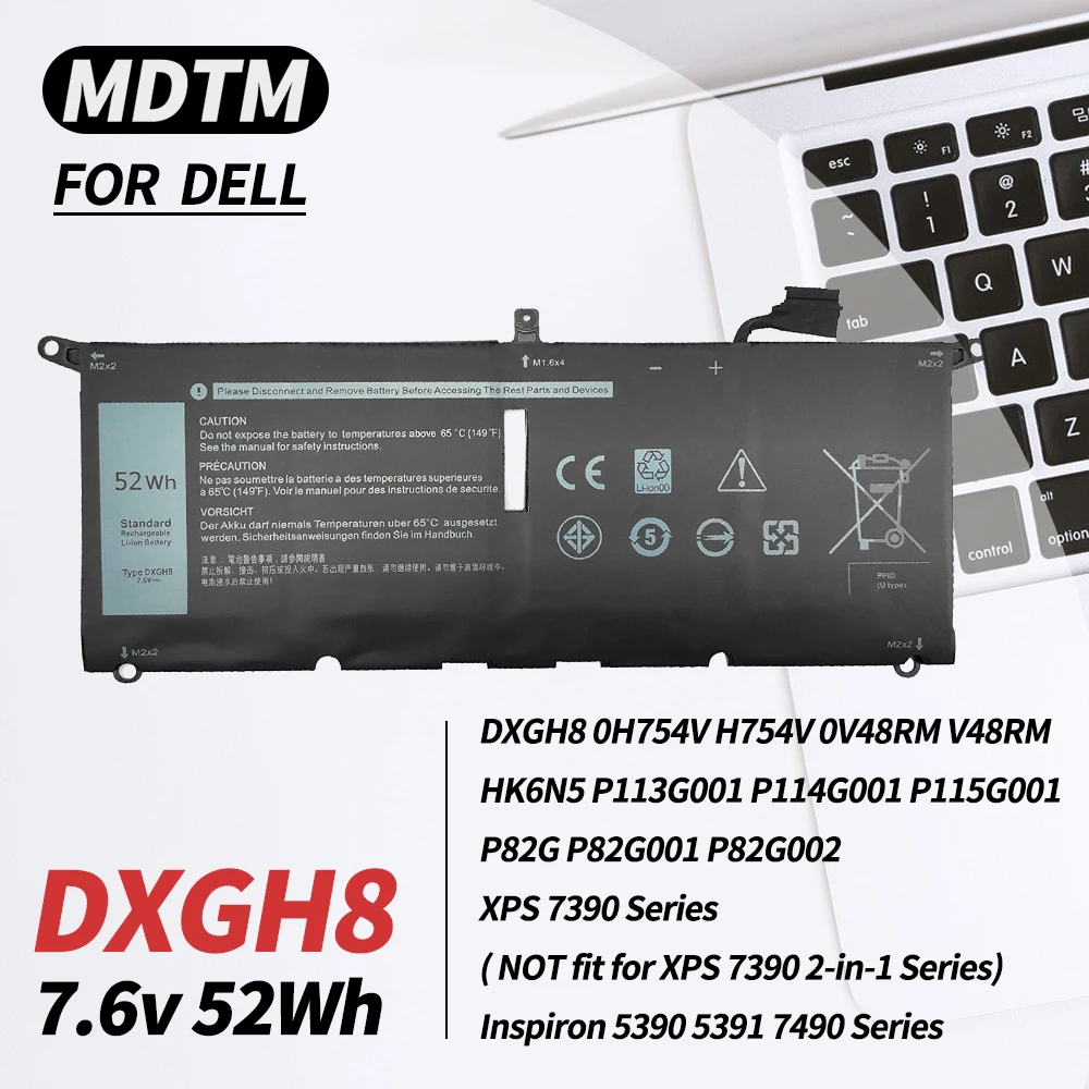 

DXGH8 Battery for Dell XPS 13 9370 9380 2019 Inspiron 13 7390 7391 2-in-1 5390 5391 7490 Latitude 3301 E3301 Vostro 5390 H754V