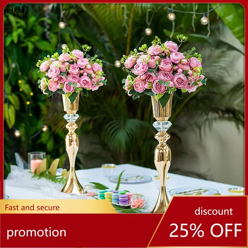 D20- iron electroplated gold large candlestick banquet hall wine table flower stand decoration