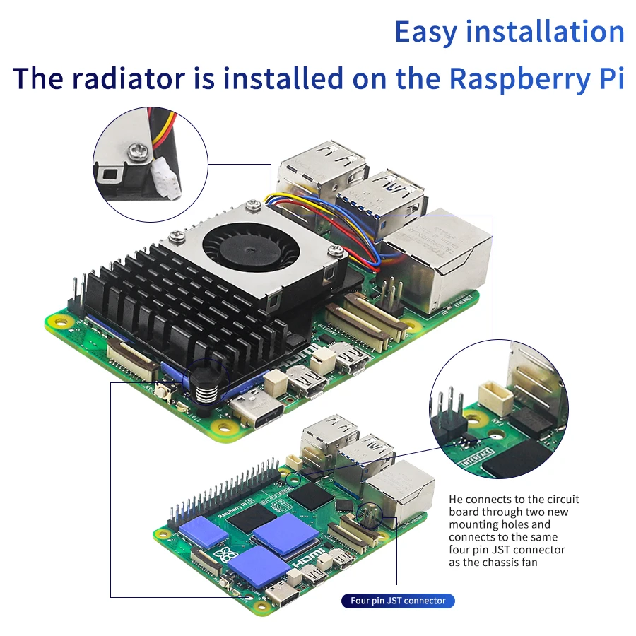 Raspberry Pi 5 Generation Heat Sink Active Cooler Raspberry Pi5 Aluminum Heat Sink Black Silver Blue Cooling Radiator RPI 5 Pi5