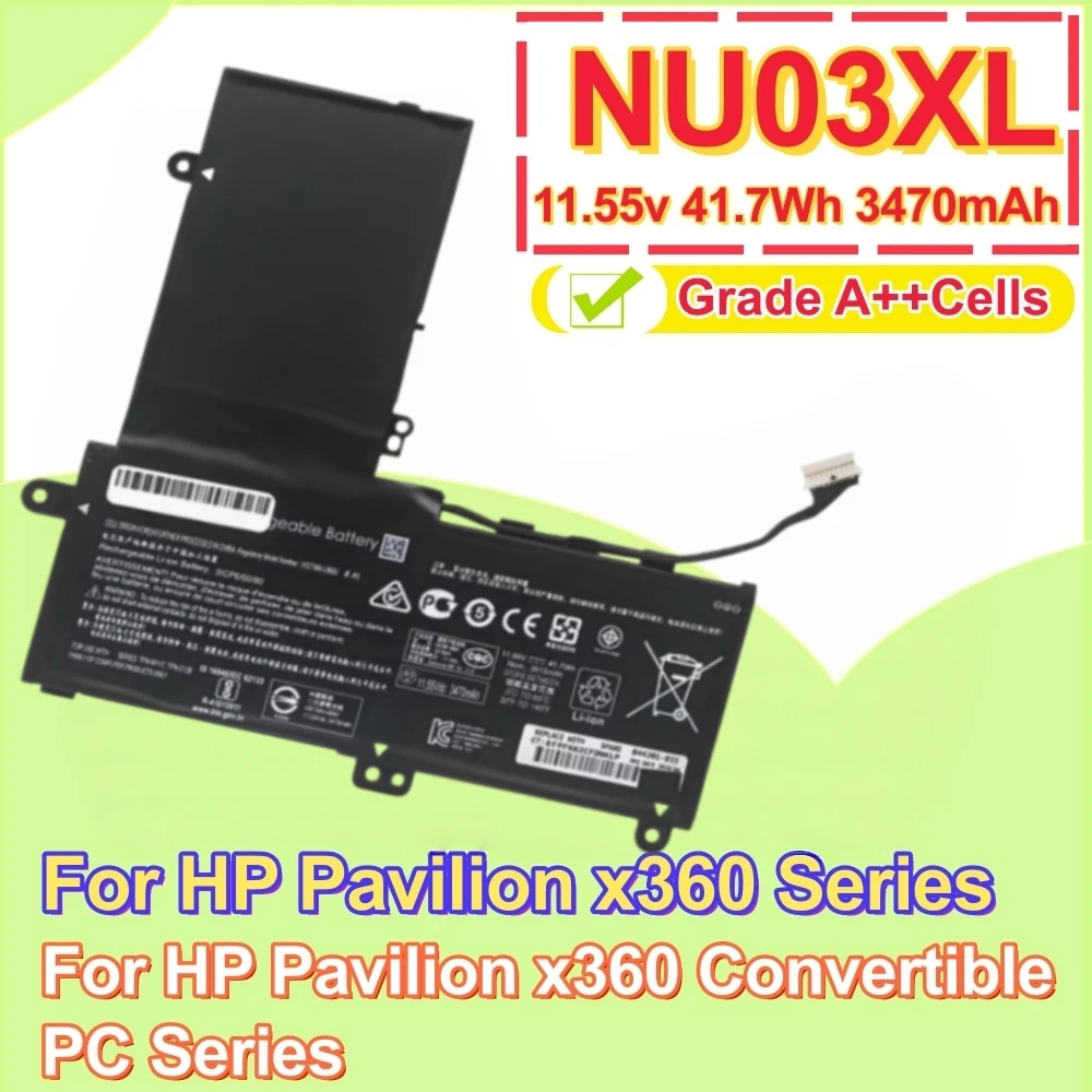 NU03XL Laptop Battery For HP HSTNN-UB6V TPN-W117 844201-855 For HP Pavilion X360 11-U 11-AB Stream X360 11-AA Laptop