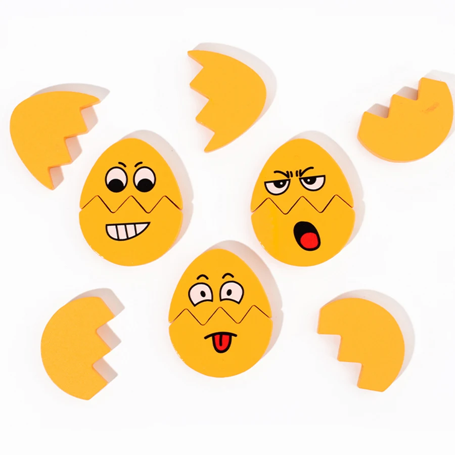 Jouet Montessori en forme d'œuf pour enfants d'âge préscolaire, Expressions en bois, cadeaux en bois, jouets éducatifs sensoriels