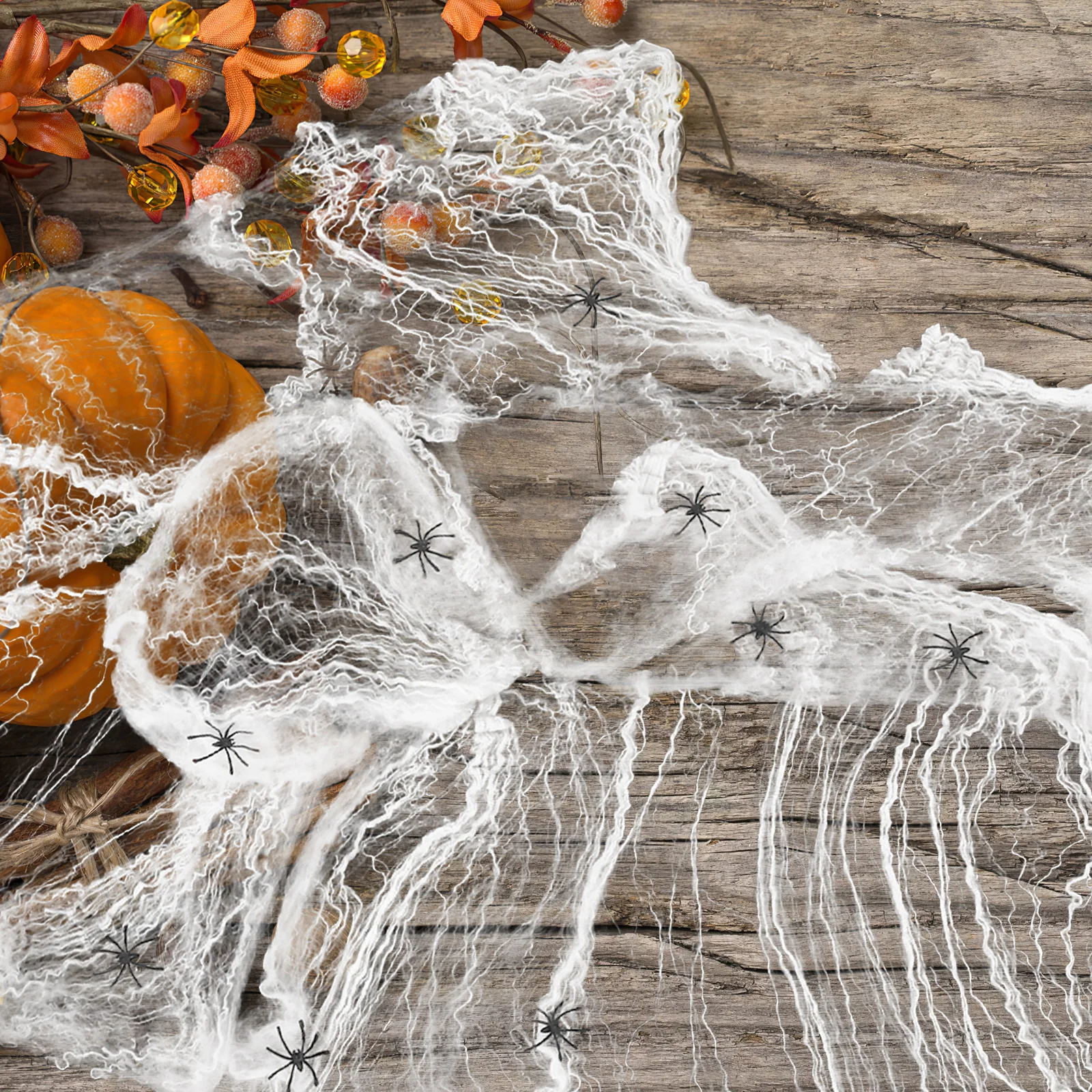 

4 Packs Halloween Spider Web Decoration Cobweb Plastic Spiders for Haunted House Cotton