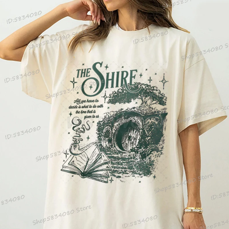 Camiseta Unisex The Shire Comfort para fan, amante de los libros de fantasía, divertida camiseta de libros, ropa de calle divertida, regalo para ella, camiseta de algodón