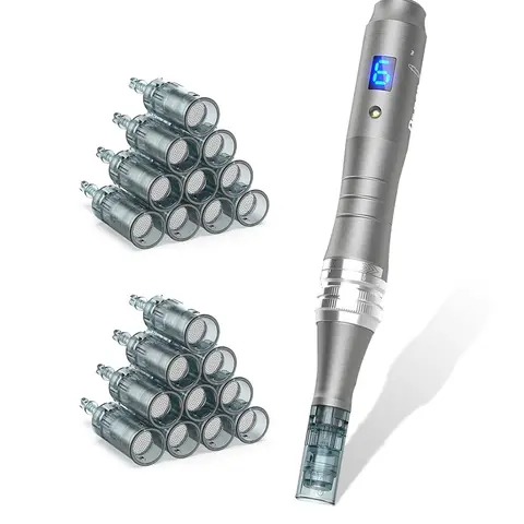 Microneedle Derma Roller Derma Pen M8 with 22pcs Needle Cartridges 0.25mm Microneedle Skin Care Tool for Men Women Home Use