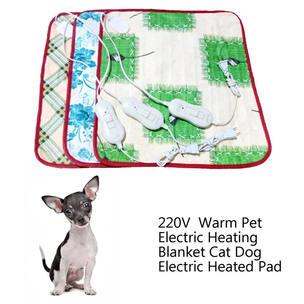 220V Pet Electric Heating Pads Cat Dog Autumn Winter Warmer Carpet Thickened Prolonged Bed Blanket Puppy Heater Mat Color Random