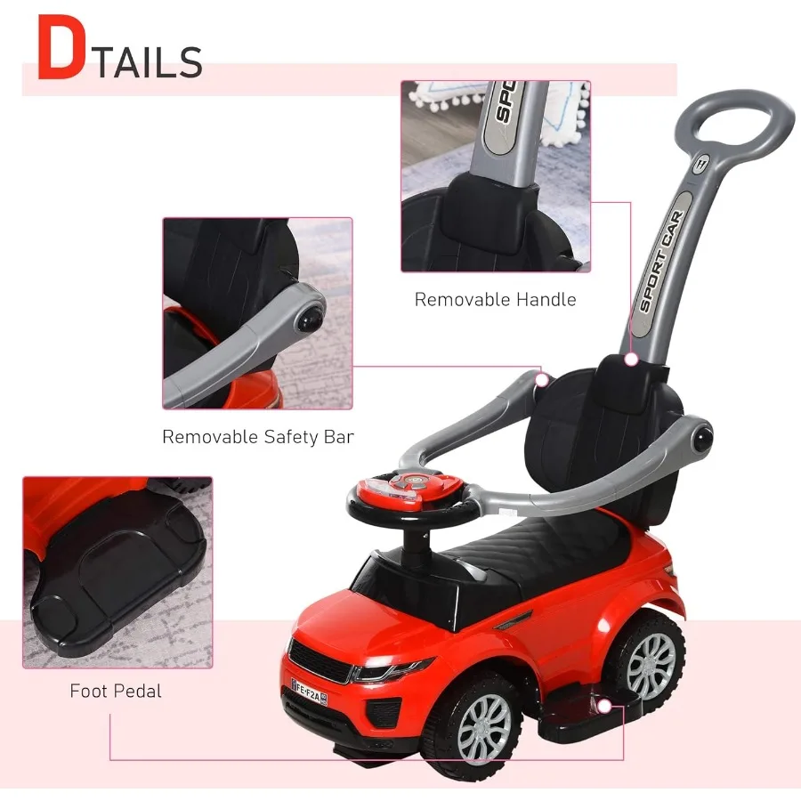2 في 1 دفع سيارات للأطفال الصغار طفل ركوب على دفع عربة سيارة انزلاق سيارة مع القرن الموسيقى الخفيفة وظيفة شريط آمن ركوب على لعبة fo