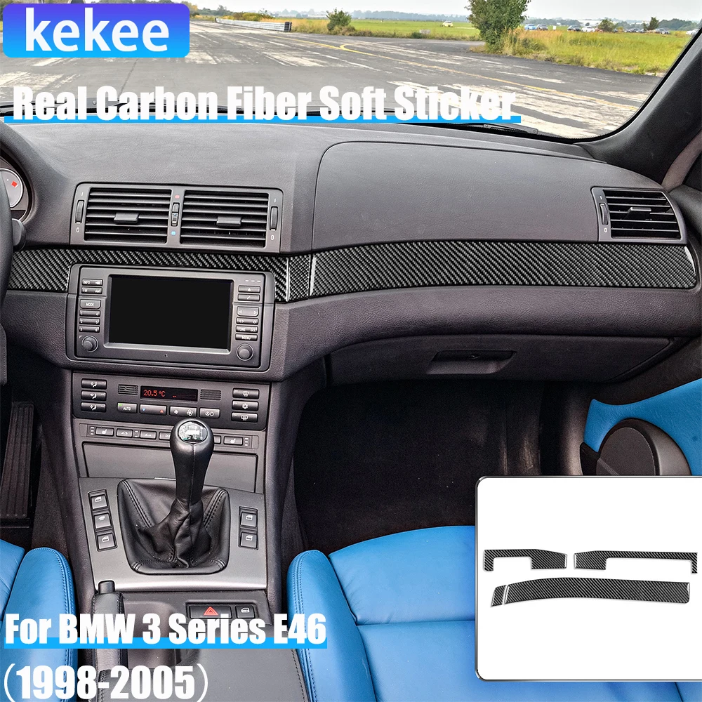 Real Carbon Fiber Auto Zubehör Dashboard Set Trim Abdeckung Aufkleber Für BMW 3er E46 1998 1999 2000 2001 2002 2003 2004 2005