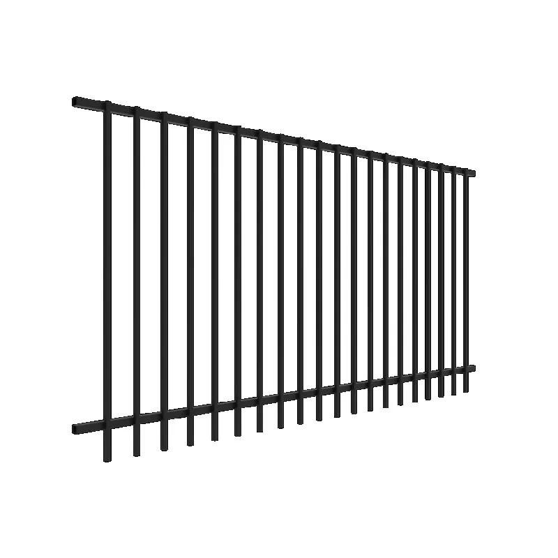 

Residential outdoor courtyard avant-garde three-rail smooth top aluminum black steel rust-proof flat-end picket fence panel