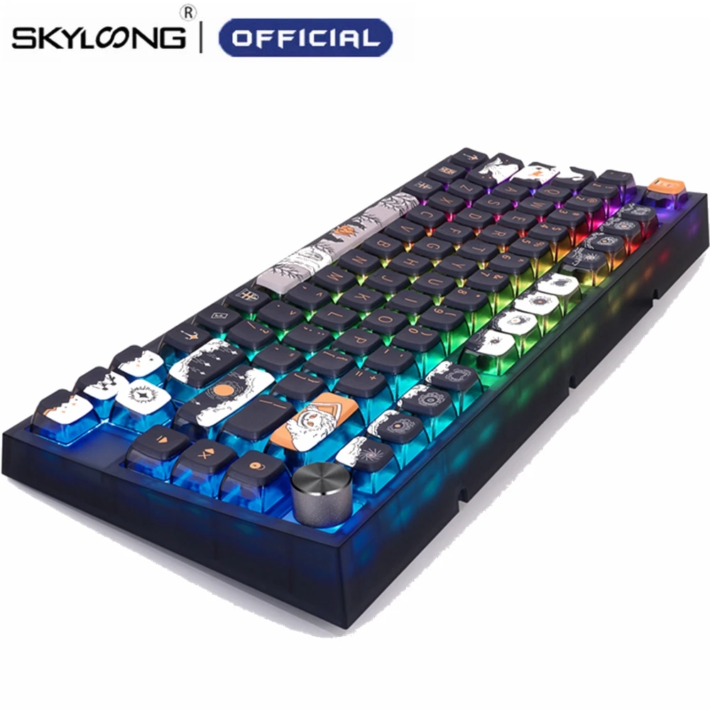 

SKYLOONG GK75 Dark Fairy Tales 80 Keys Wireless 2.4G Hot Swappable Knob Gasket Programmable Mechanical Keyboards For Windows MAC