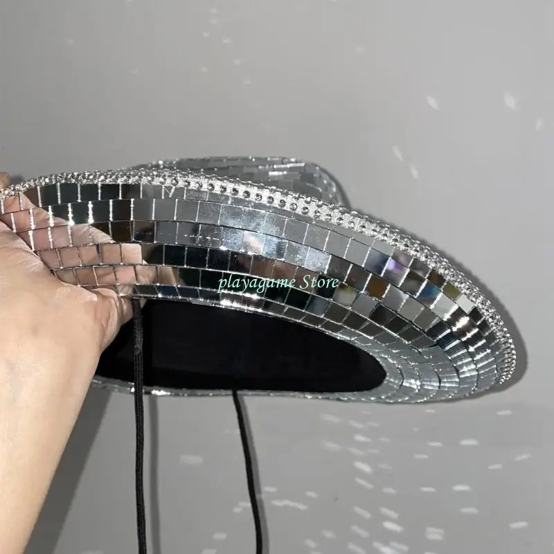 y88a-new-year-gift-disco-ball-cowboy-hat-multipurpose-head-cap-ornament-household-supplies-for-children-girl-birthday-holiday