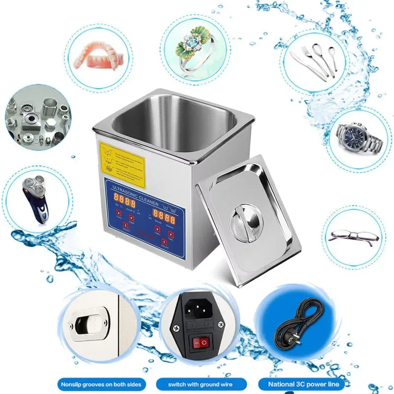 3L Mini Ultrasonic Cleaner Stainless Steel Digital Jewelry Watch Glasses Cleaning Machine Custom Logo 1 Year Warranty Home