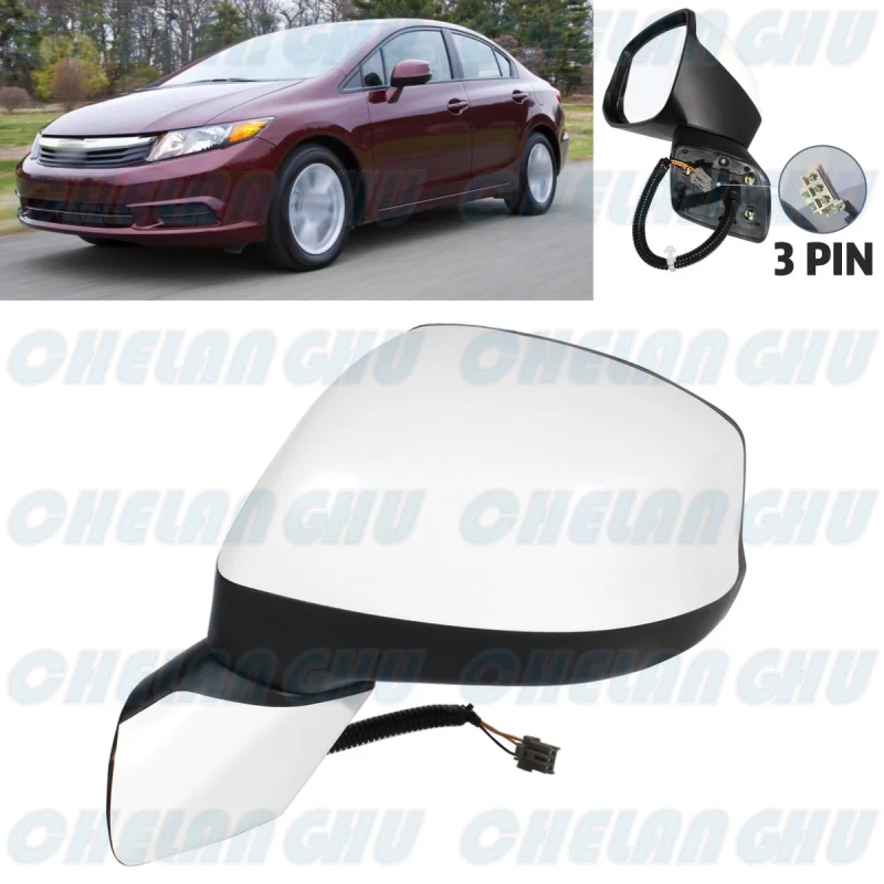 

For Honda 9th Civic 2012 2013 US Version Left Side 3 Pins Paintable Power Adjust Mirror Assembly Car accessories