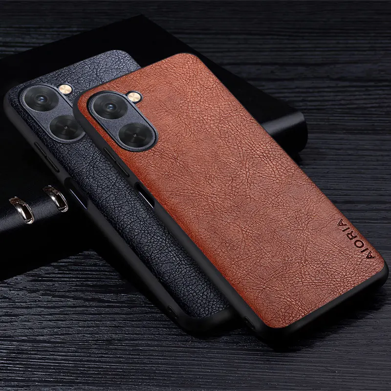 Leather Case For Realme 10 4G Luxury Business Style Retro Litchi Pattern Back Cover for Oppo Realme 10 Pro Plus phone case