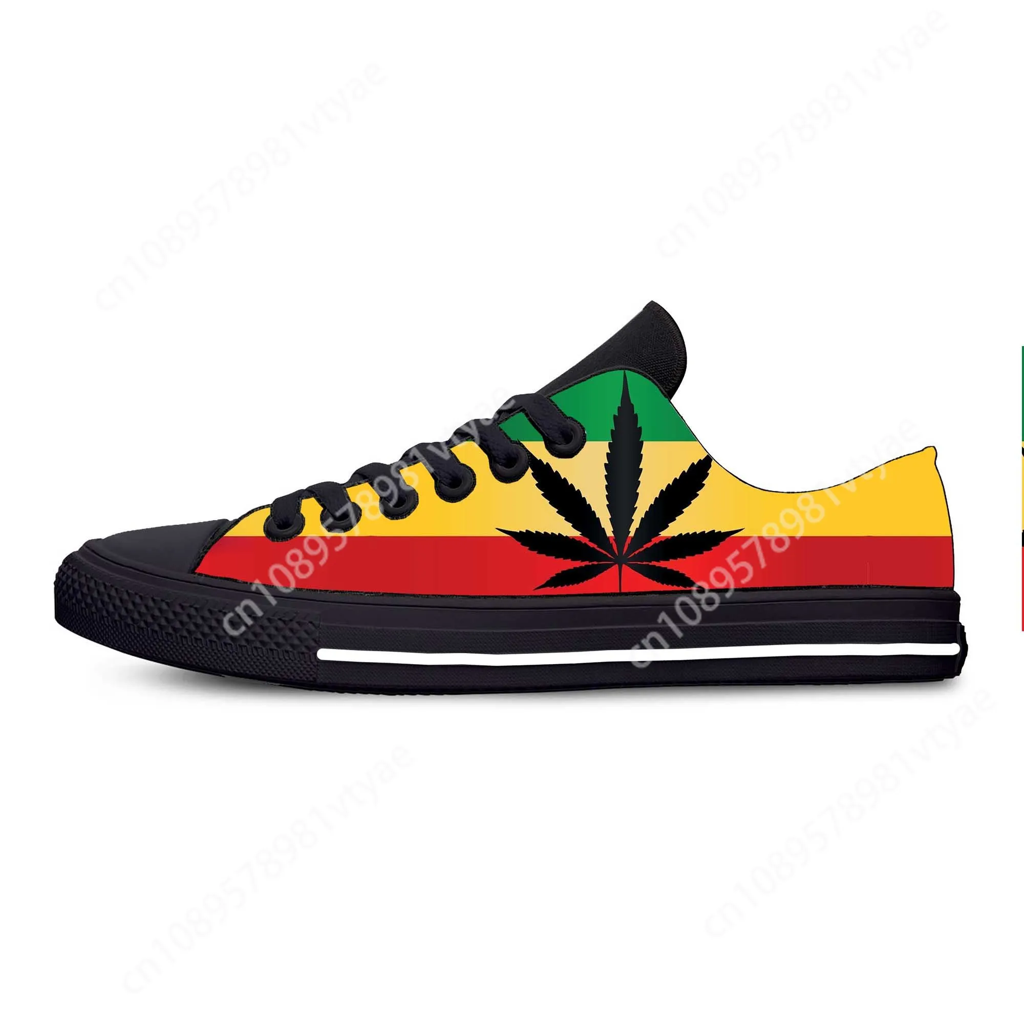 

Reggae Rasta Leaf Weed Flag Rastafari Rastafarian Casual Cloth Shoes Low Top Comfortable Breathable 3D Print Men Women Sneakers