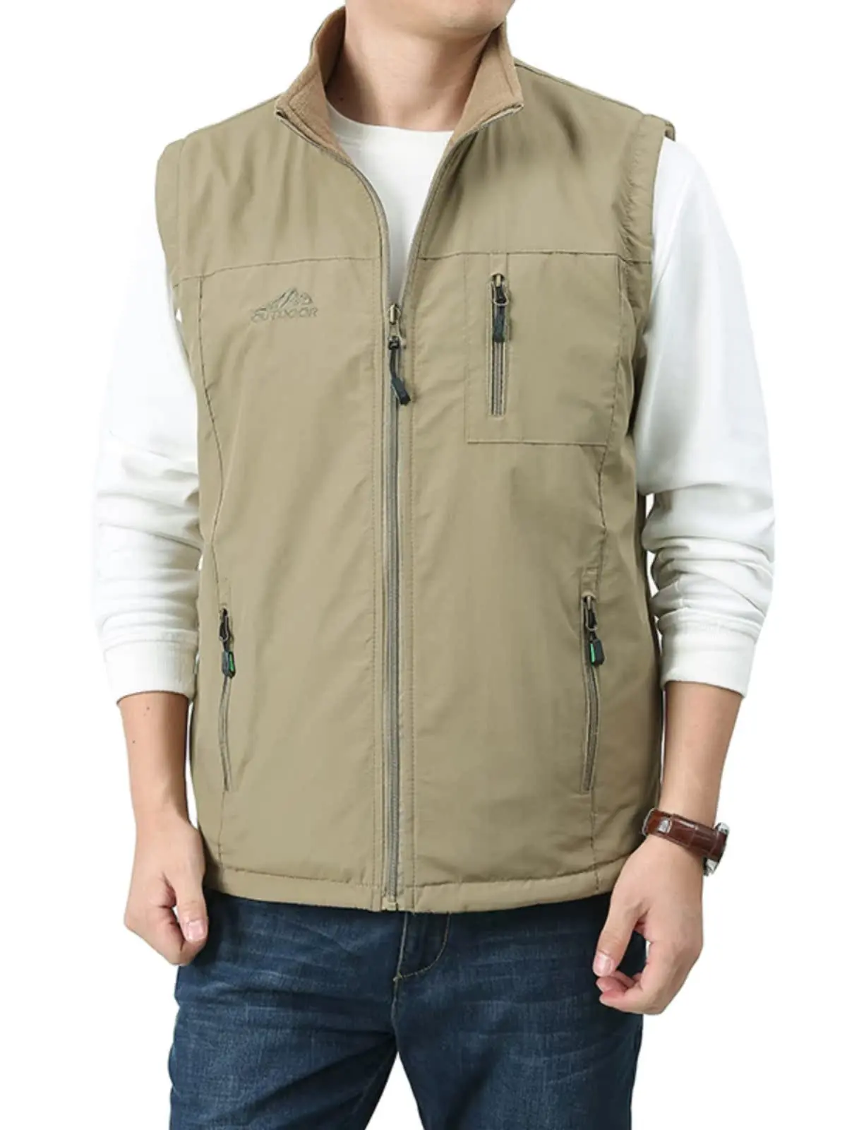 

Модный городской мужской жилет на флисовой подкладке с множеством карманов, осенне-зимняя новинка, стильная повседневная куртка