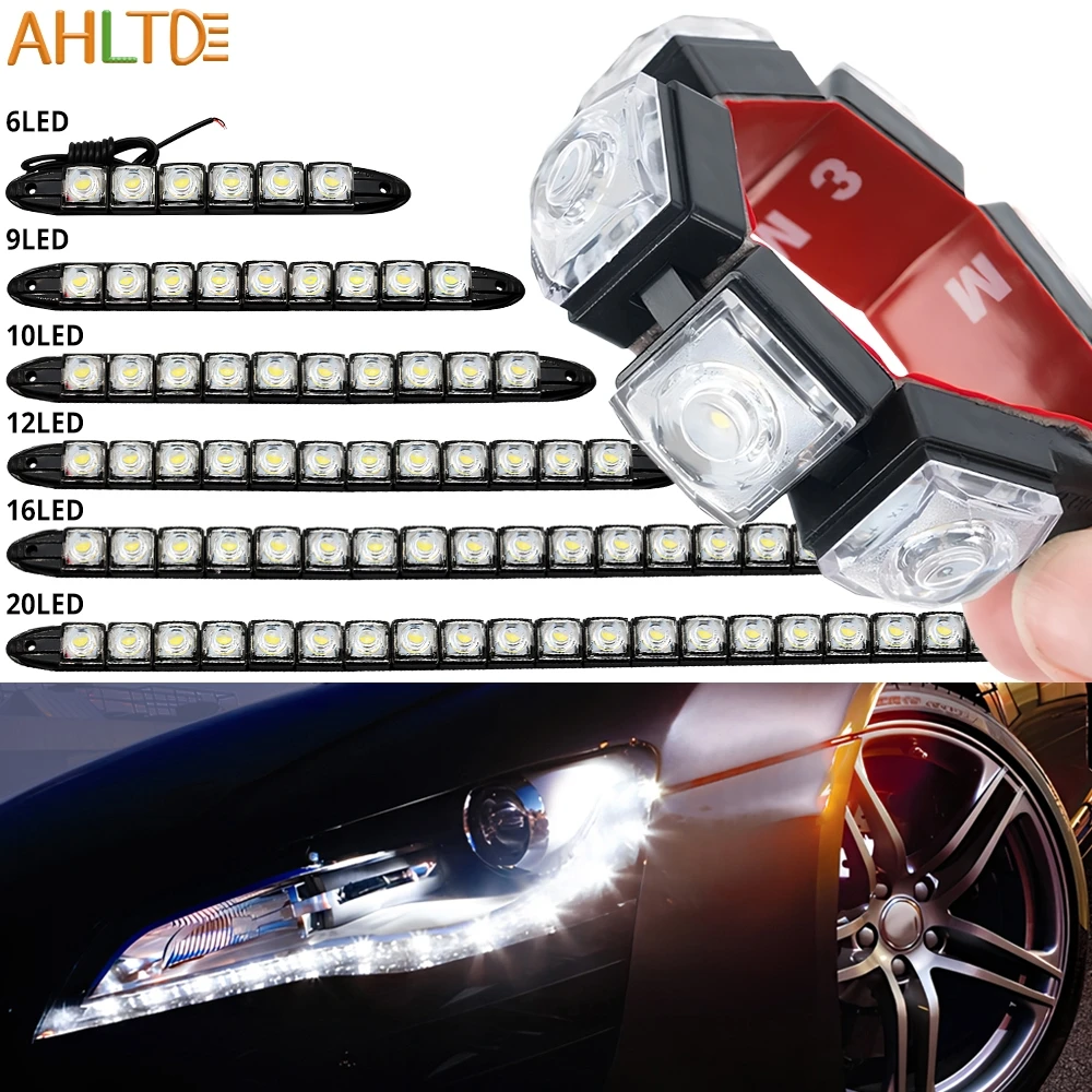 

1pcs 6 9 10 12 16 20Leds Car Flexible DayLight COB Driving Daytime Running Auto Fog Lamp Waterproof Bulb Automobile Styling 12V
