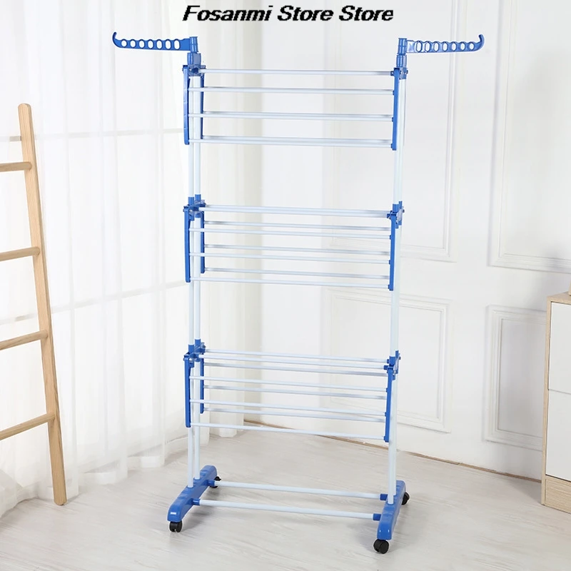 Foldable Wing Shape Drying Rack 3 Tier Indoor Outdoor Portable Laundry Stand With Wheels For Balcony Bathroom Towel Clothes