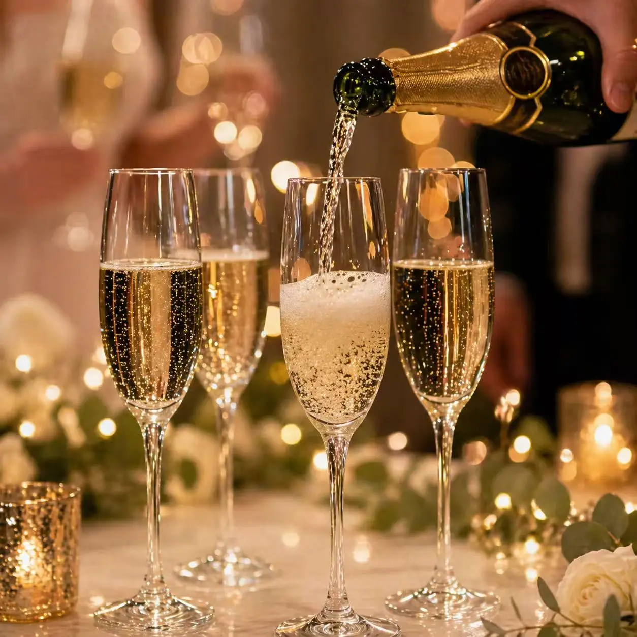 Clear Crystal Champagne Flutes 2Pcs Set Long Stem Wine Glass Wedding Toasting Goblet Bride Groom Engagement Anniversary Wedding
