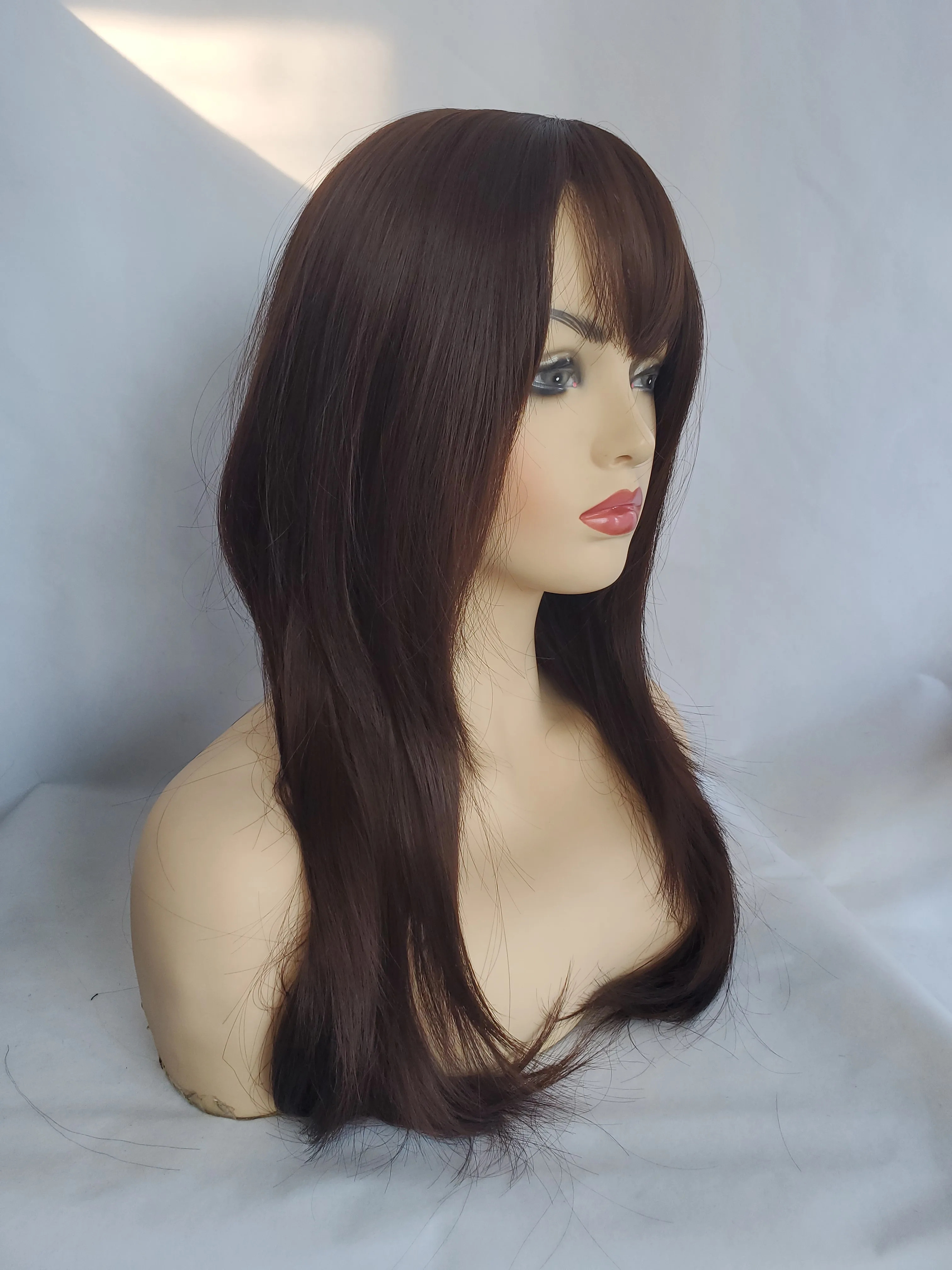 Heat Resistant Fiber synthetic wig Women wig brown long straight full wig for white women