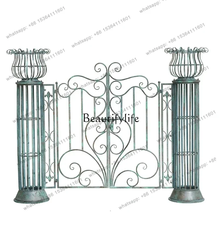 Foreign Order Retro Distressed Courtyard Entry Door Outdoor Anti-Rust Plant Climbing Vine Decorative Flowers Rack