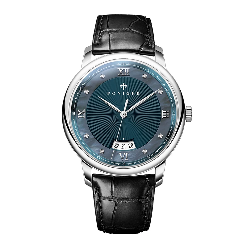 PONIGER Top Luxury Men's Quartz Watch Sapphire Glass Stainless Steel Waterproof Multifunctional Calendar Clock Business Man New
