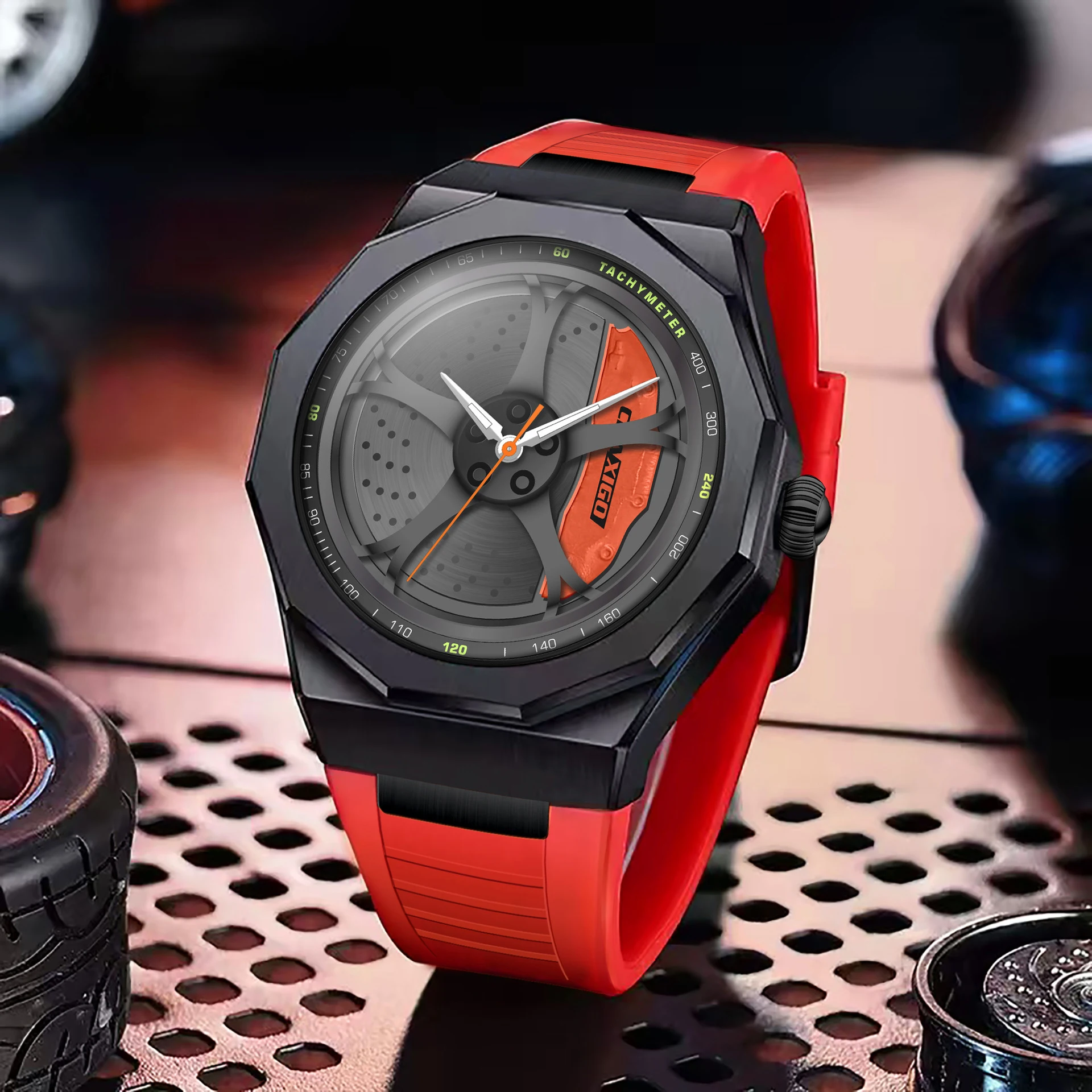 

UTHAI CQ518 New Sport Men's Watch Wheel Rotation Quartz Watch Trendy Fashion Waterproof Quartz Watch Exquisite Clock Gift