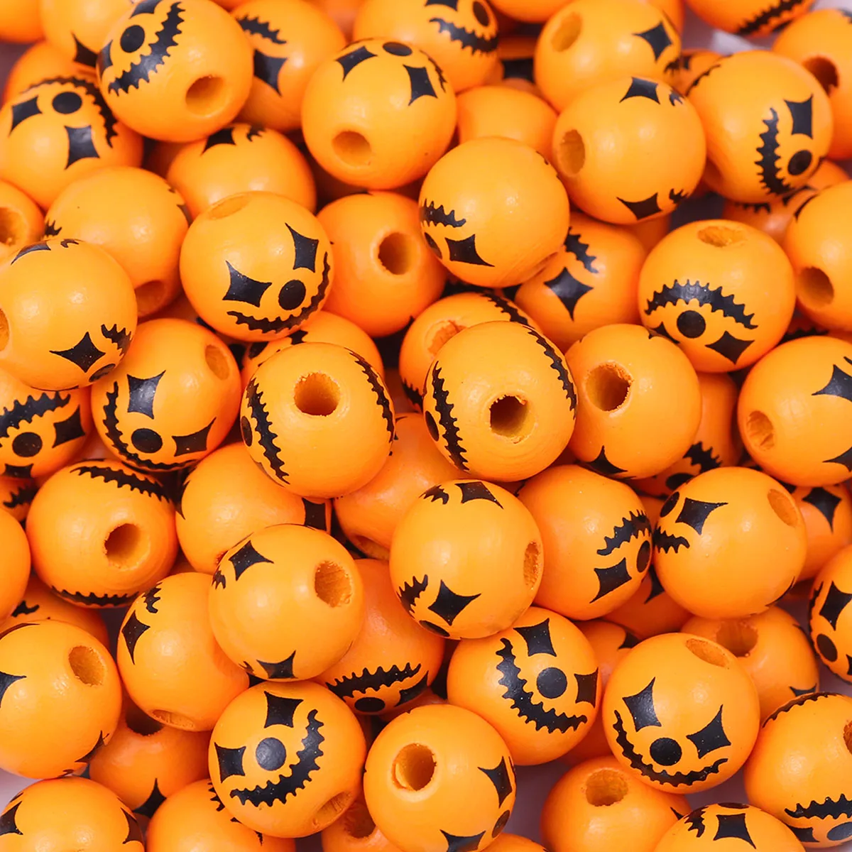 Halloween-Ideen 16 mm Ghose Vampire Green Holz Urlaub Lose Perlen für Armbandherstellung Schmuck Perlen Charms Zubehör DIY