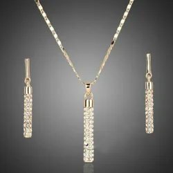 Luxury Fashion Jewelry Set for Women Sparkly Rhinestone Crystal Zircon Collar Necklace Earrings Sets Wedding Bridal Party Set