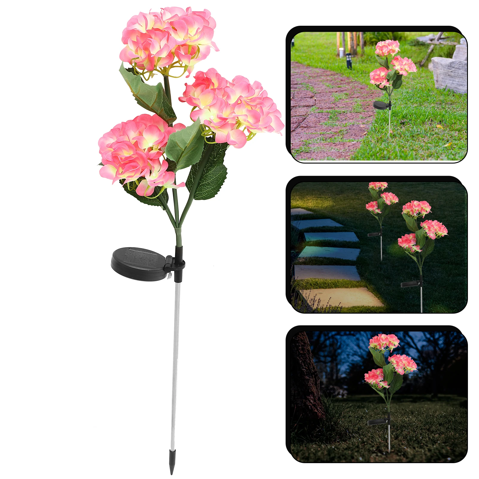 Luci solari per ortensia, impermeabili, flessibili, decorative, da giardino, per esterni, pali da prato, a risparmio energetico