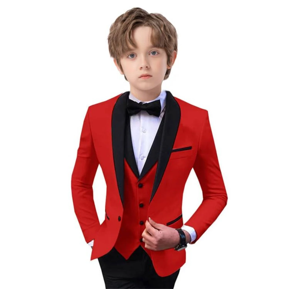 Slim Fit Jongenspak Set 3 Stuks Smoking Voor Formele Gelegenheid Blazer Vest En Broek Kinderen Outfit Voor Bruiloft Prom School Activiteiten