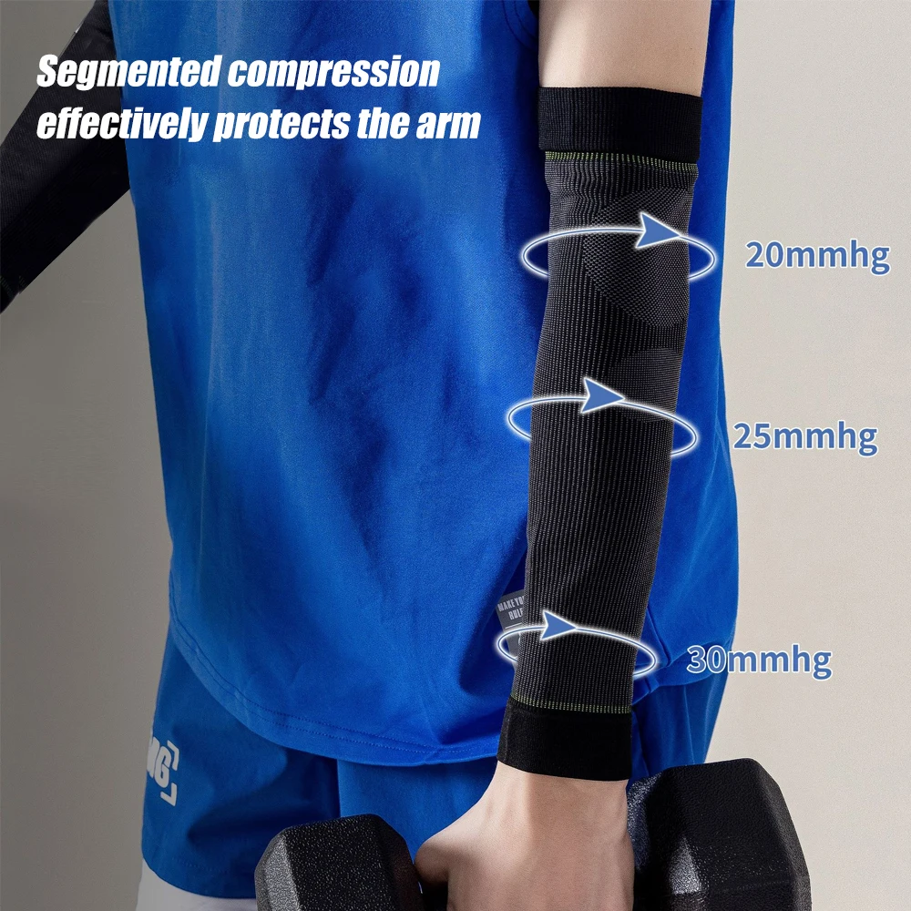 1Pair Compression Arm Sleeves,Firm 20-30mmHg Graduated Compression Full Arm Support for Recovery,Tendonitis,Elbow Brace,Workouts