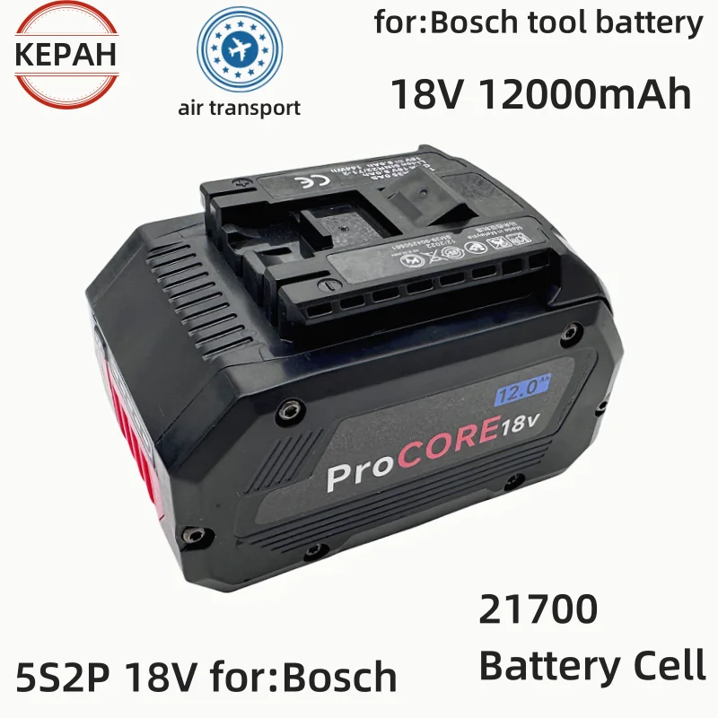 For BOSCH Professional 5S2P 18V 21700 12000Ah Battery ProCORE 18V Li-ion Battery Replacement for BAT609 BAT618 with BMS