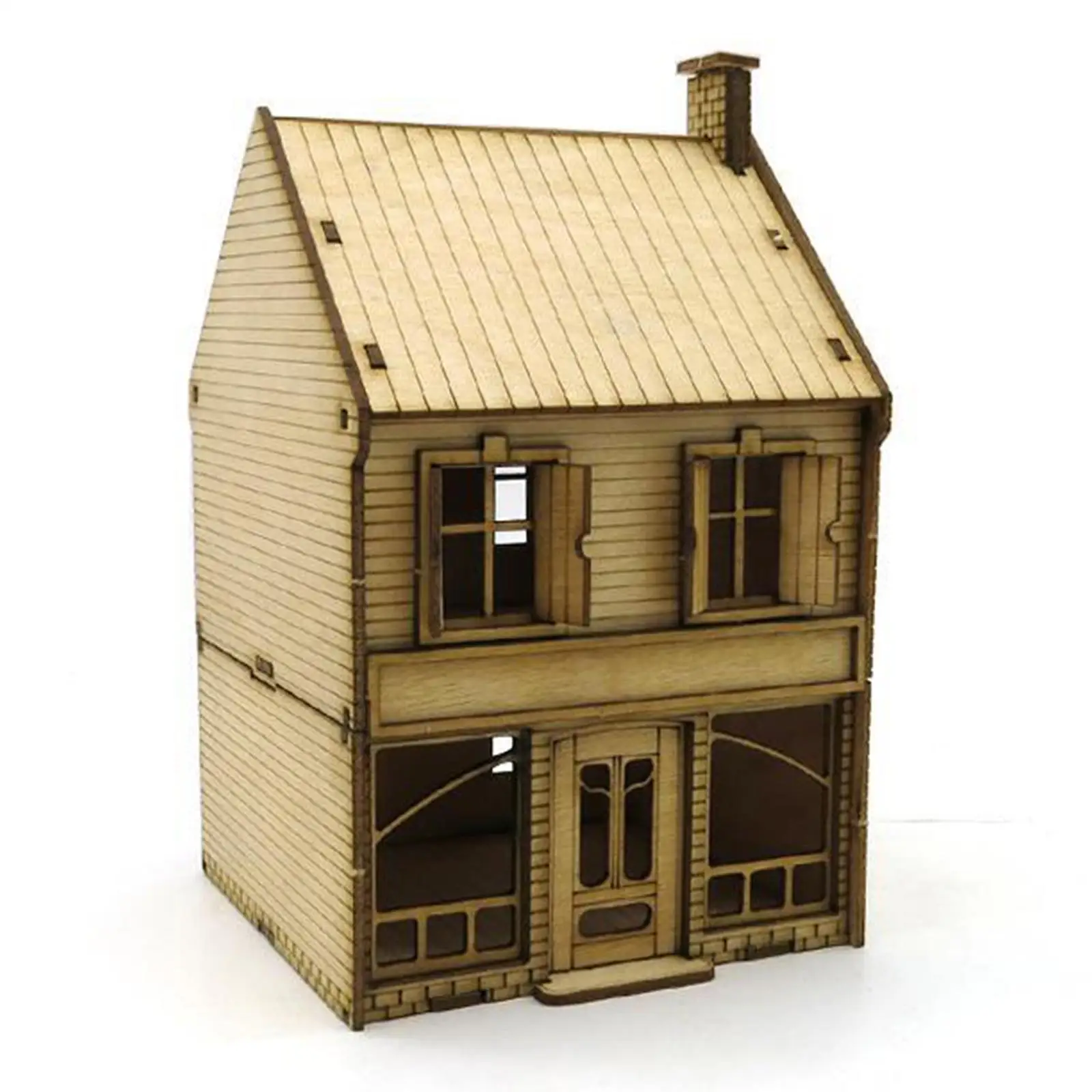 1/72 2-stufiges europäisches Haus aus Holz, Demontage für Modelleisenbahn-Layout-Dekoration