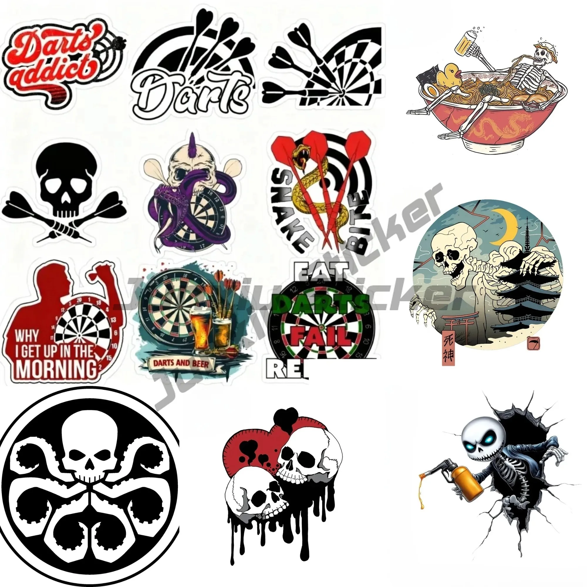 

Skull in Lying Noodles Car Stickers Custom Cartoon Graffiti Foods Interesting Decal Funny Bumper Decoratio