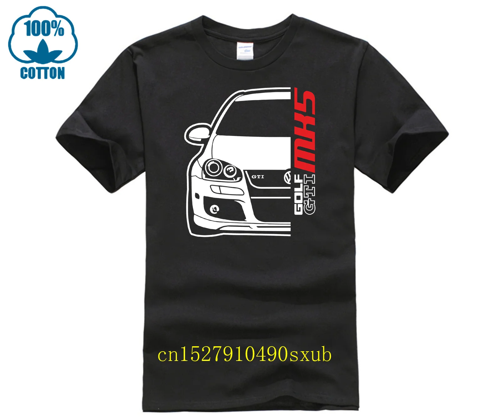 GTI MK5 Car Black T-Shirt 100% Cotton S-4XL