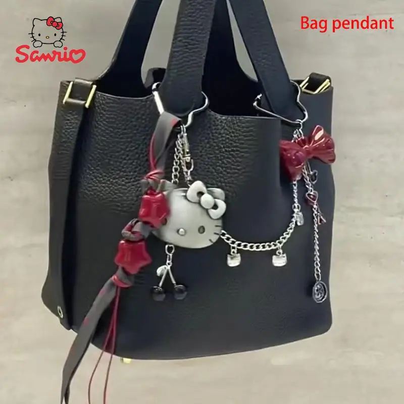 

Anime Sanrio Dark Series Y2K Hellokitty Metal Dark Red Bow Style Bag Decoration Pendant Sweet and Cool Mixed Bag Pendant Gifts