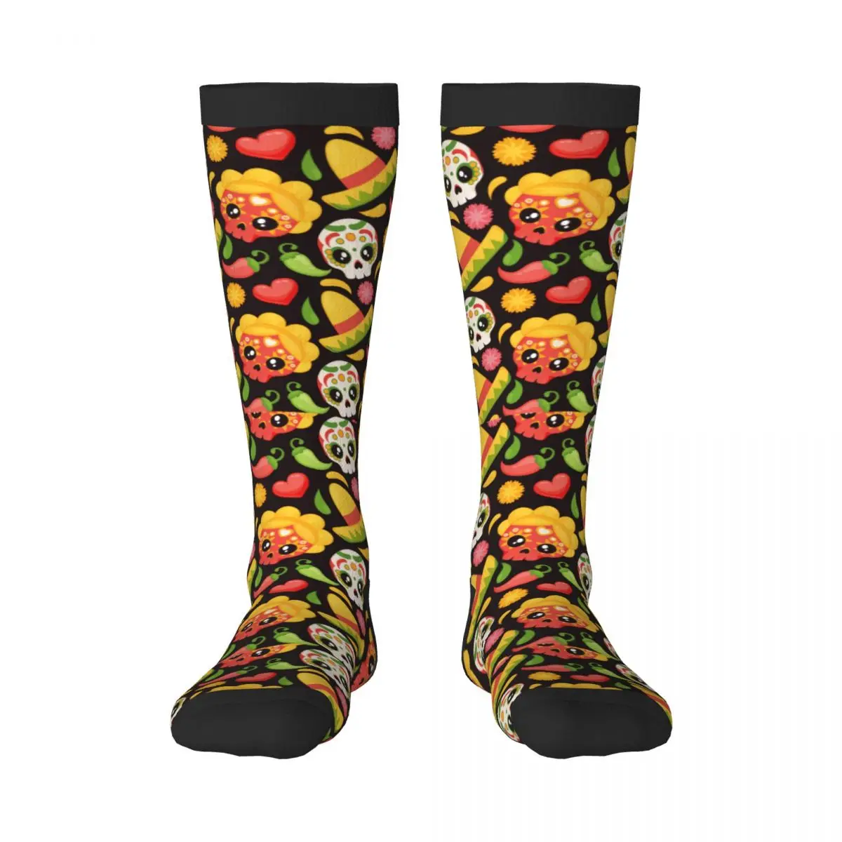 

Stockings Funny Autumn Casual Warm Socks Mexico Hat Skulls Element Soft Winter Knee High Socks