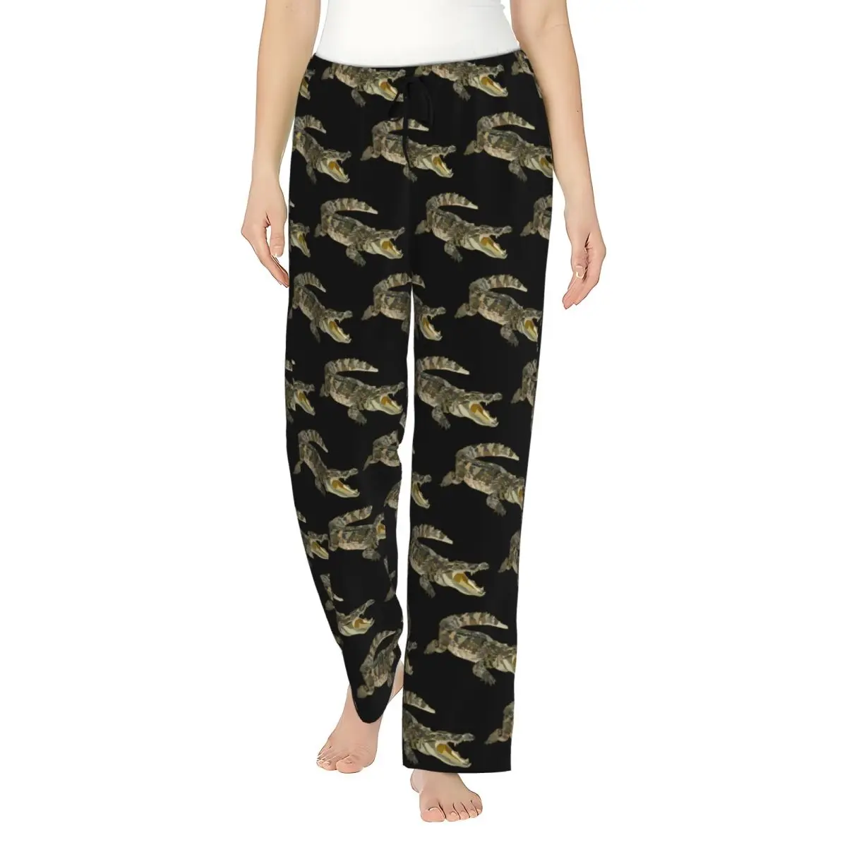 

Custom C Is For Crocodile Women Pajama Pants Lounge Sleep Sleepwear Bottoms with Pockets