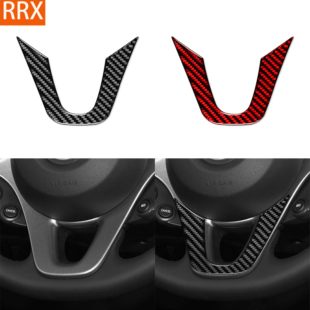 For Benz Smart 453 Fortwo 2016-2021 Real Carbon Fiber Sticker Turn Panel Trim Cover Car inside decorative Accessories