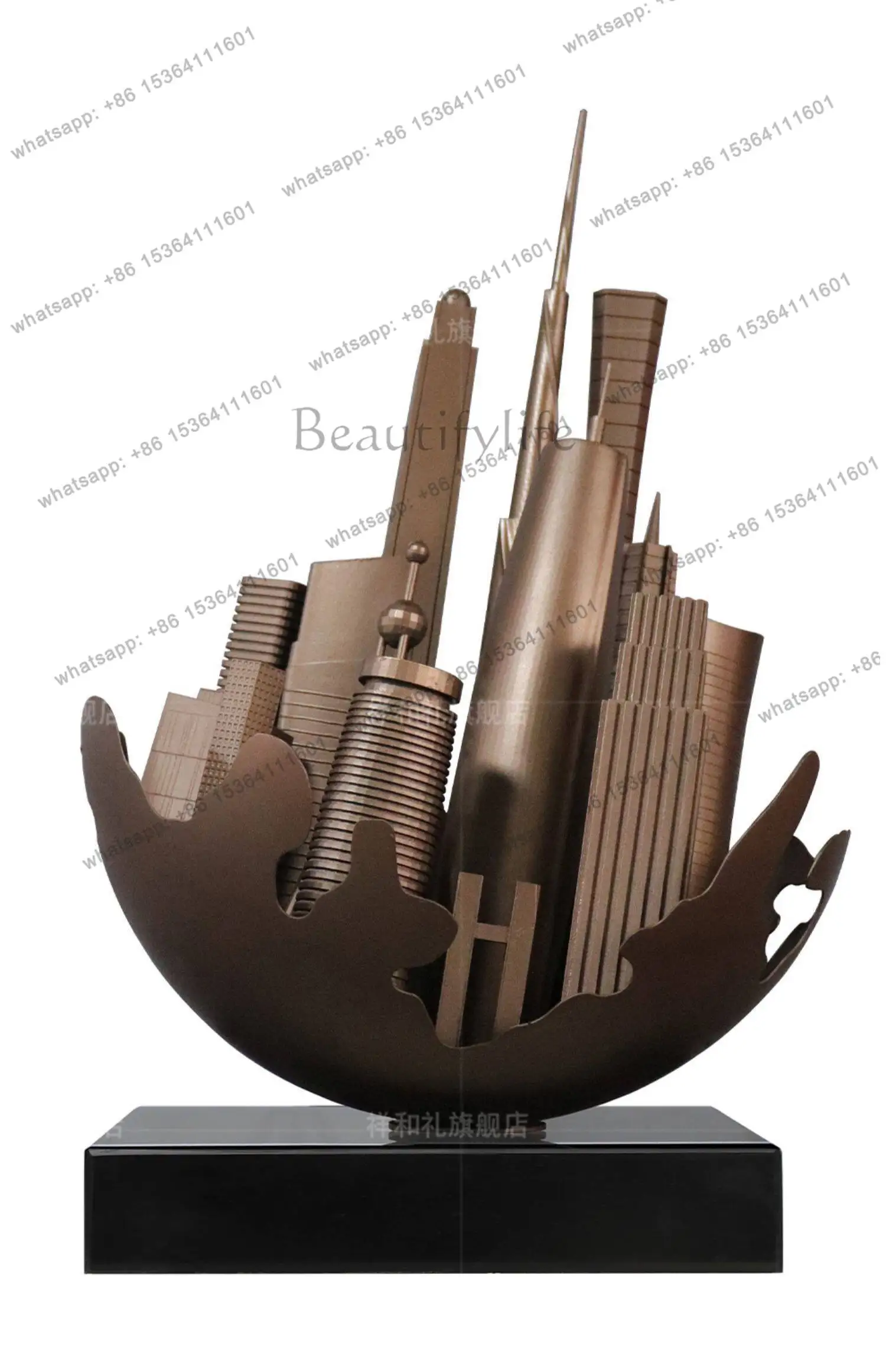 Entrance abstract stainless steel ornaments hotel light luxury high-end decoration floor art sculptures