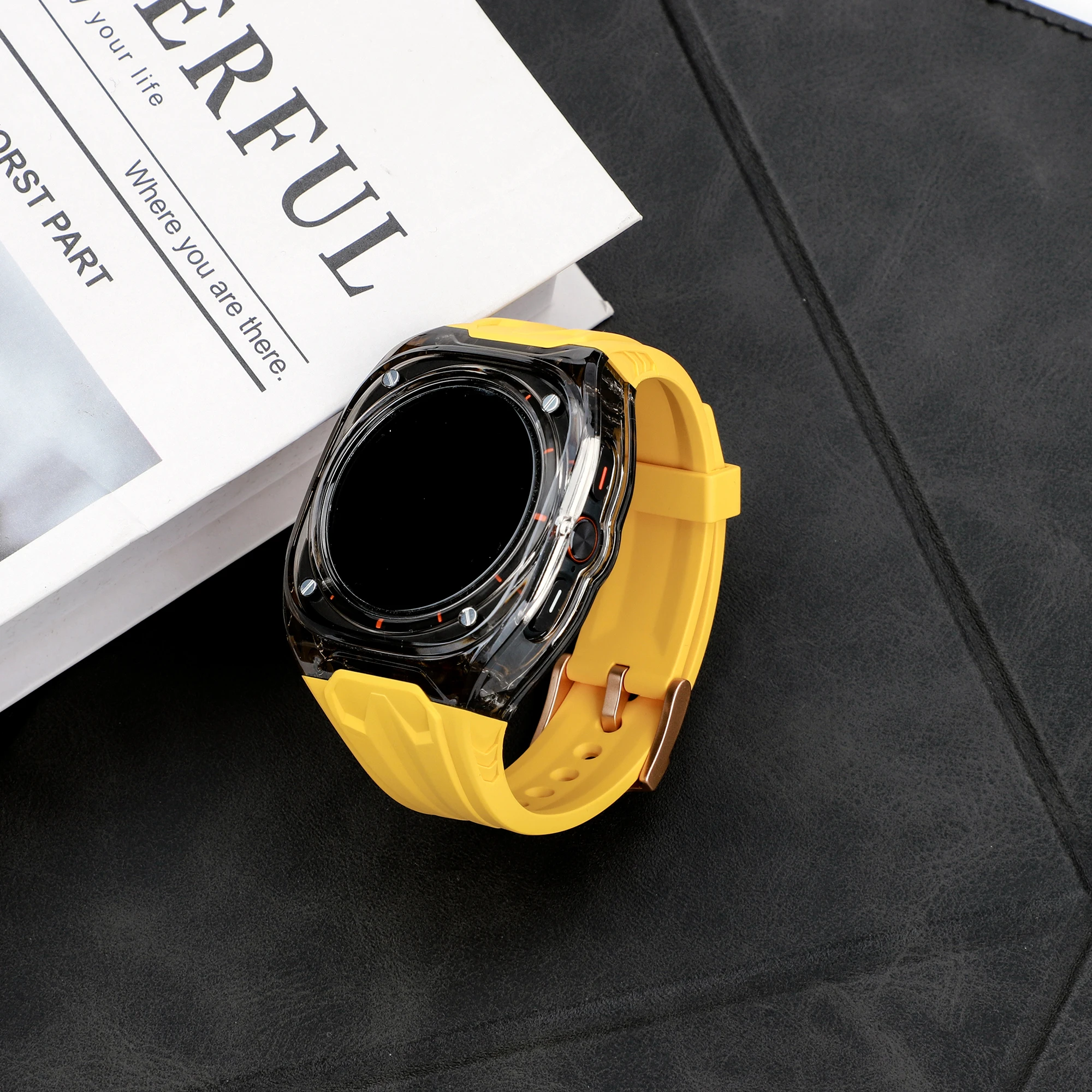 Luxury kit strap+case for Samsung Galaxy Watch  Ultra 47mm silicone ring strap, for Galaxy Watch Ultra men's wristband