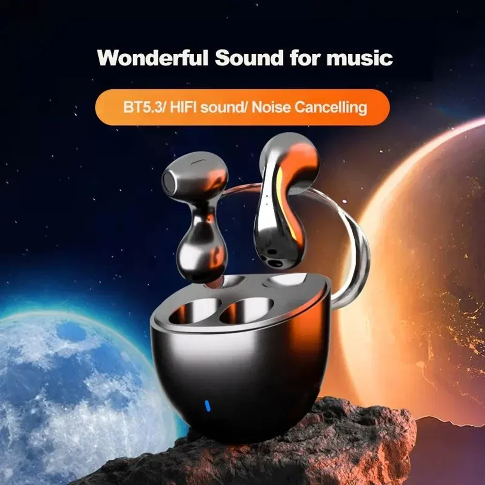 

Wireless Earphones Teardrop Shape Semi-in-ear Stereo Bluetooth Headphone ENC Noise Cancelling Ultra Long Endurance Sports Earbud