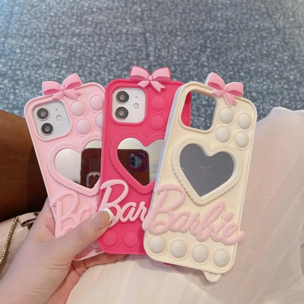 

Fashion Barbie Creative Love Mirror Phone Case Anime Kawaii Cover for 11 12 13 14 Pro Max Mini Xsmax Xr Xs X 6 7 8 Plus Se Gifts