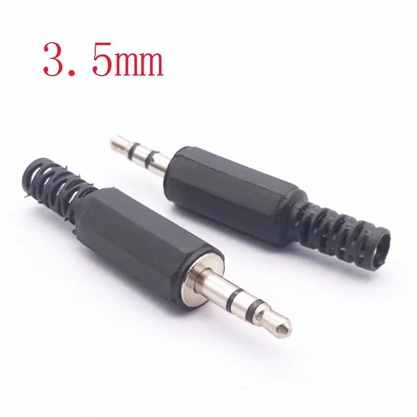 10PCS/Lot 3.5mm HeadPhone Connector Male Stereo Audio Plug 3.5 mm With Black Plastic Housing Audio Jack Plug