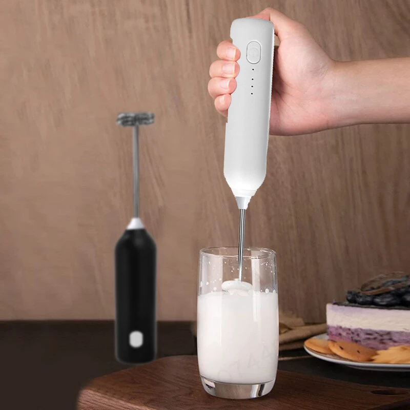 Electric Milk Frother 2 In 1 Rechargeable  Blender Stainless Steel 3 Speeds Coffee Mixer Egg Beater Handheld Foam Maker Tools