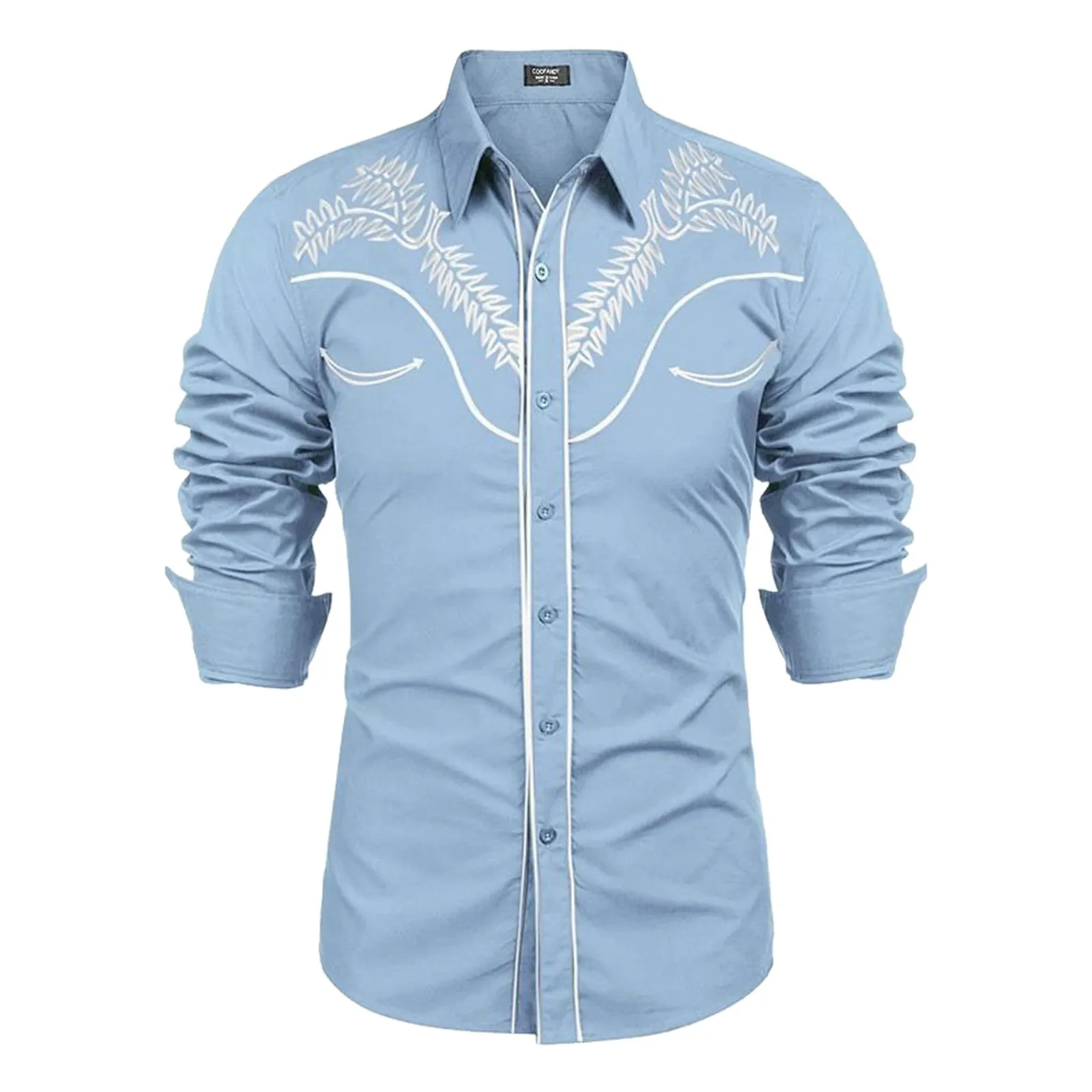 Mens Clothing Western Cowboy Fashion Shirts Men Casual Slim Fit Long Sleeve Social Dress Party Shirts Camisetas Masculina New