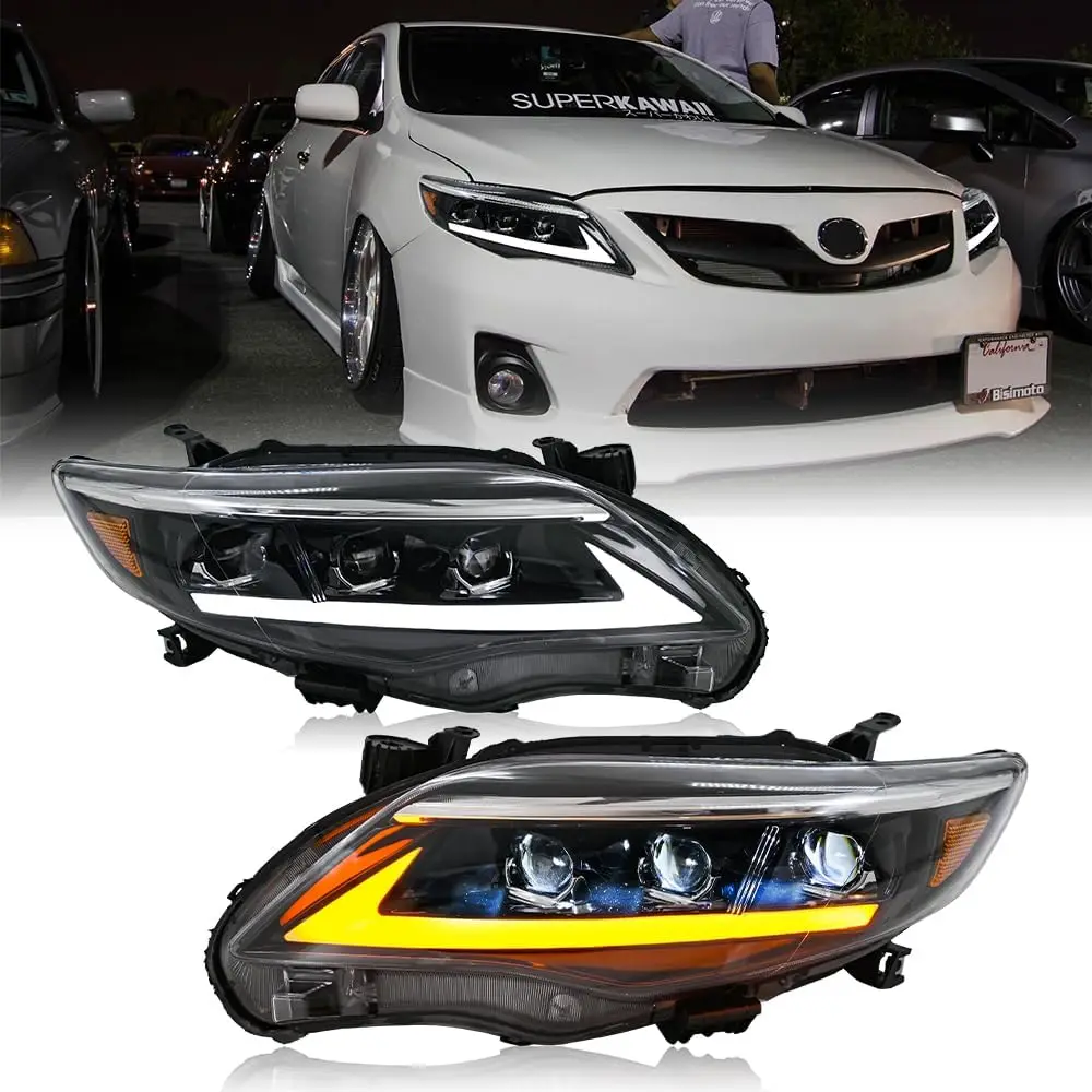 

1Set LED Headlights Assembly for Toyota Corolla 2011 2012 2013 Startup Animation Sequential Turn Signal Front Head Lamps