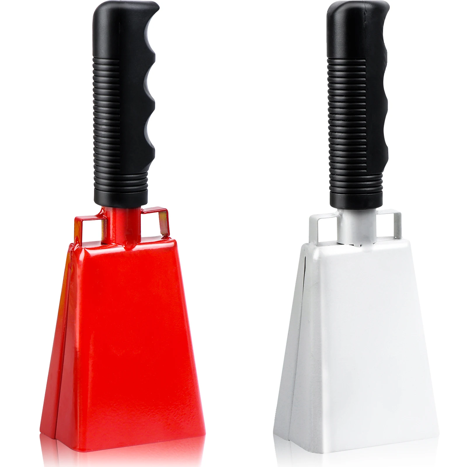 Iron Cowbell with Handle Hand Percussion Cowbells Red White Cow Bells Cheering Bell Atmosphere of The Group