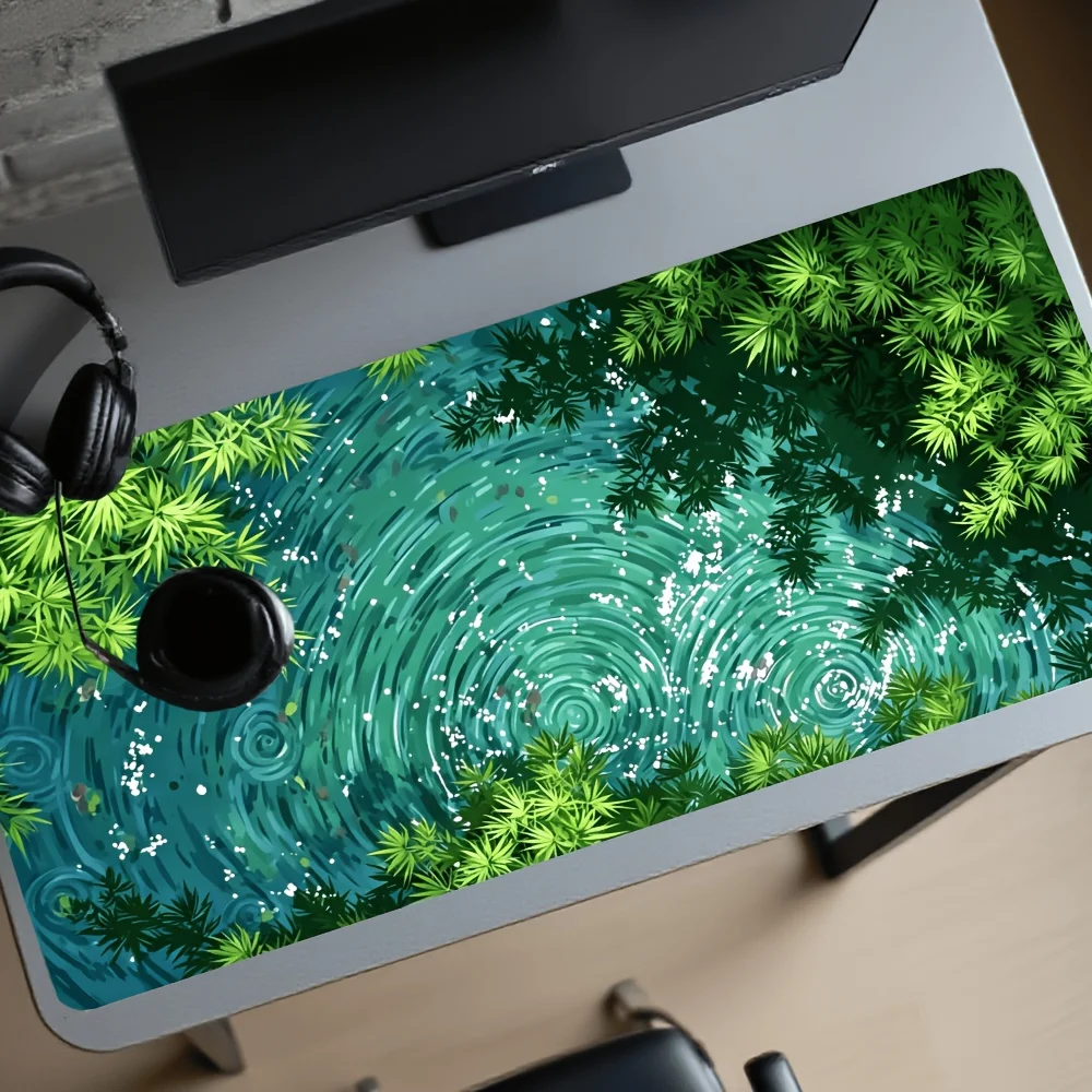 English Mouse Pad, Desk Mat, Computer Pad,Large Gaming Mouse Pad, Japanese Aesthetic Design - Turquoise Rippling Water Surface